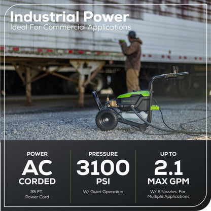 3100 PSI 2.1 GPM Cold Water Electric Pressure Washer