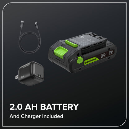 24V 22" Brushless (1.1" Cutting Capacity) Hedge Trimmer: 2.0Ah Battery and 30W Charger