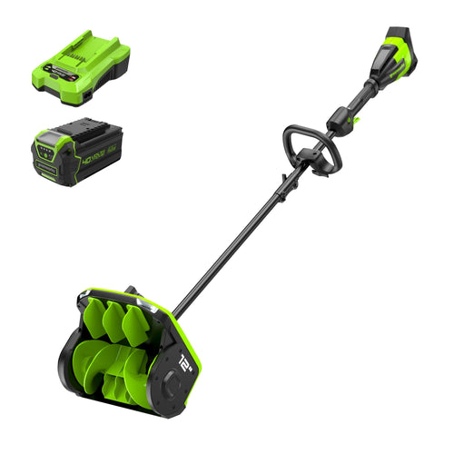 40V 12" Cordless Battery LED Snow Shovel, Directional Vanes: 4.0 Ah Battery and Charger