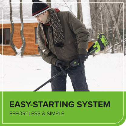 40V 12" Cordless Battery LED Snow Shovel, Directional Vanes: 4.0 Ah Battery and Charger