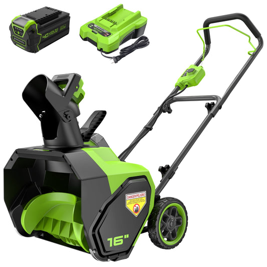 40V 16" Cordless Battery Snow Blower: 5.0 Ah Battery and Charger