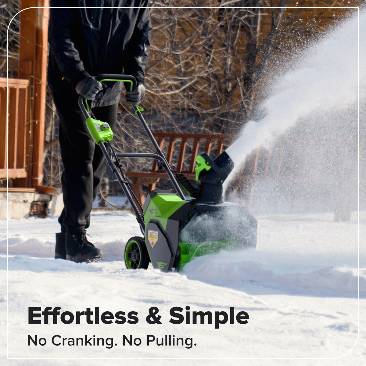 40V 16" Cordless Battery Snow Blower: 5.0 Ah Battery and Charger