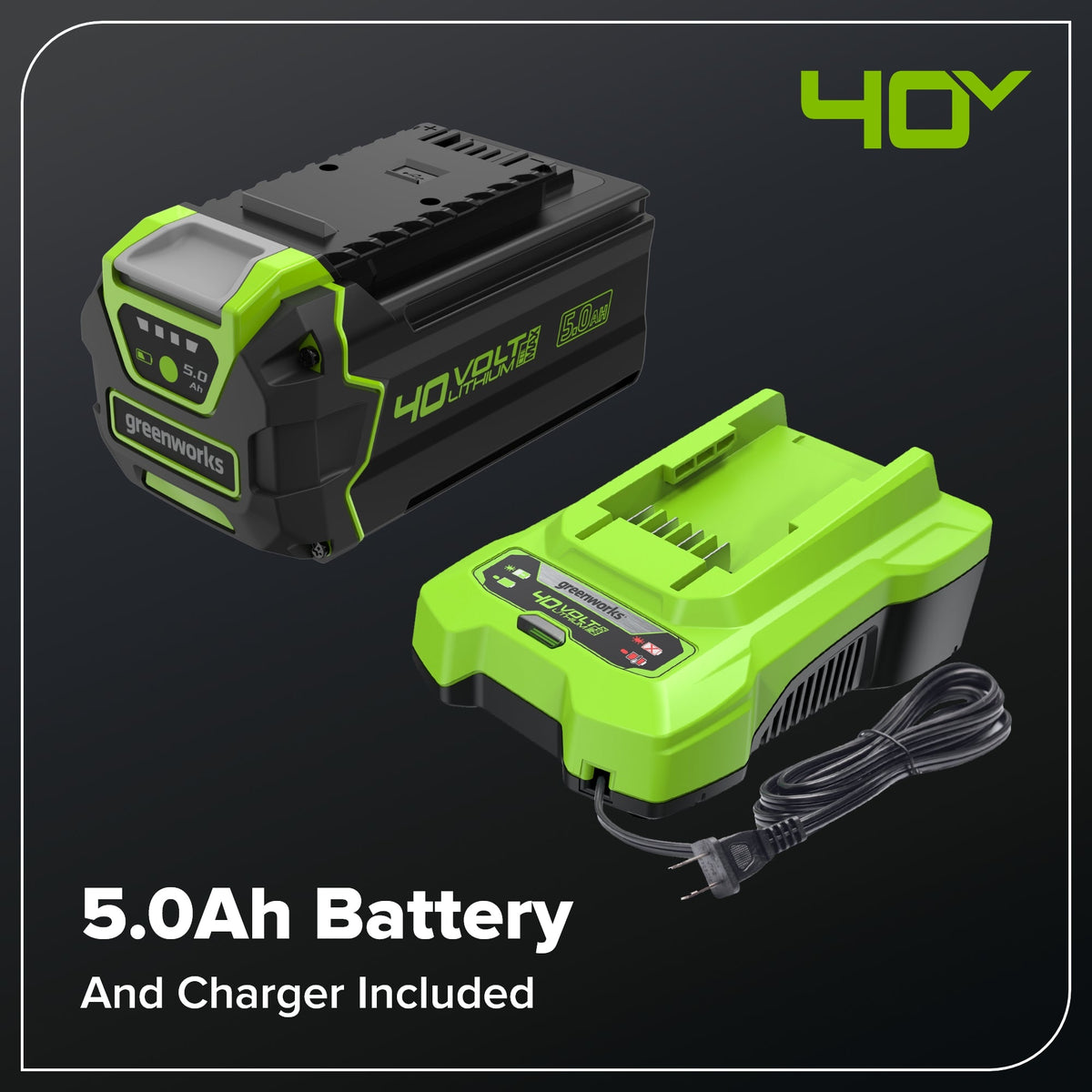 40V 16" Cordless Battery Snow Blower: 5.0 Ah Battery and Charger