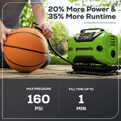 24V Cordless Battery Inflator, (1) 2Ah USB Battery and Charger