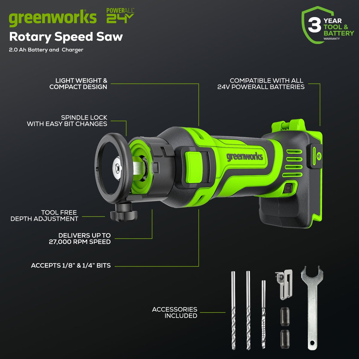 24V Cordless Battery Speed Saw Rotary Cutter (Tool Only)
