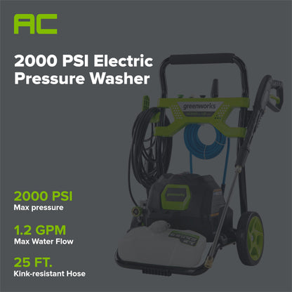 2000 PSI 1.2 GPM Cold Water Electric Pressure Washer