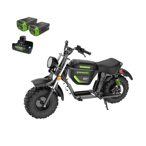 60V Gen 2 STEALTH Series Electric Mini-Bike: (2) 8.0 Ah Batteries and Dual-Port Rapid Charger