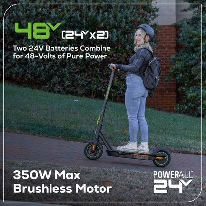 48V (24V x 2) STEALTH Series Electric Scooter: (2)4.0 Ah Batteries and Dual-Port Charger
