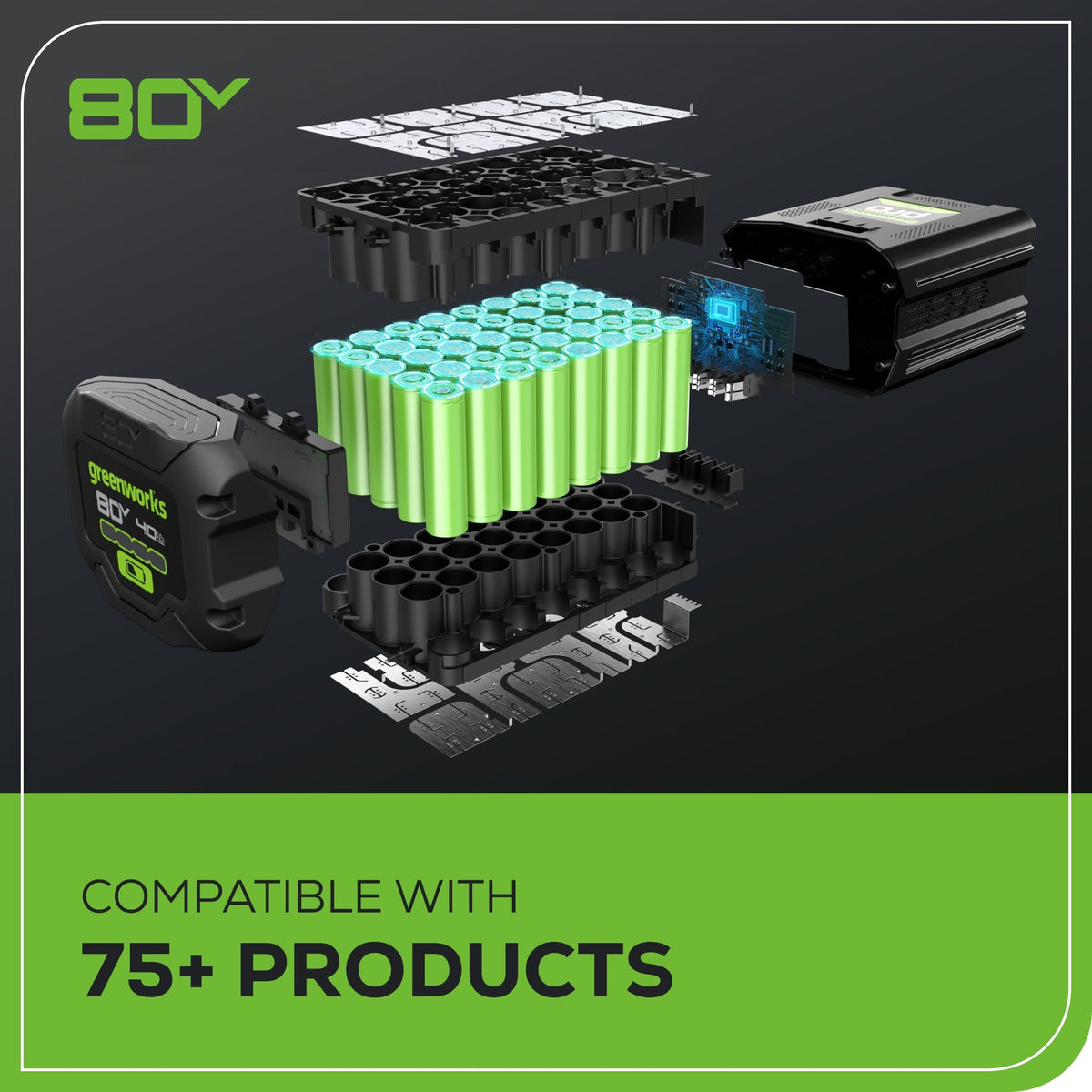 80V 10" Gen2 Cordless Battery Pole Saw: 2.0 Ah Battery and Rapid Charger