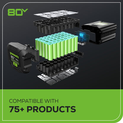 80V 10" Gen2 Cordless Battery Pole Saw: 2.0 Ah Battery and Rapid Charger
