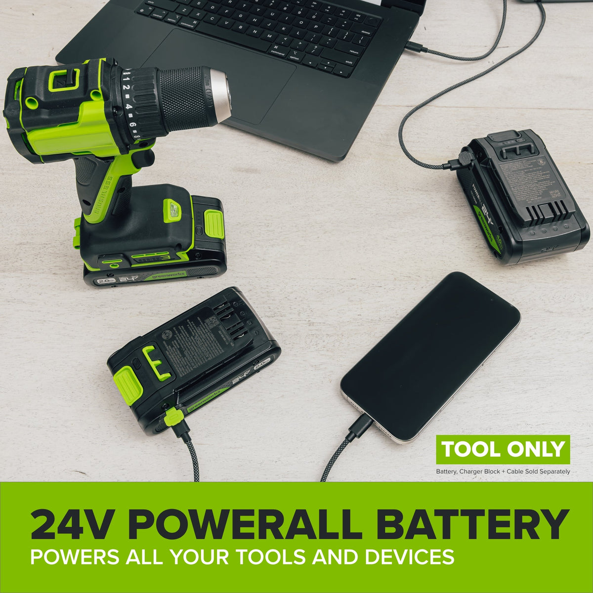 24V PowerAll Brushless 4-1/2" Angle Grinder Kit with Grinding Wheel & Accessories