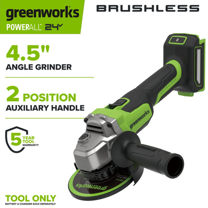 24V PowerAll Brushless 4-1/2" Angle Grinder Kit with Grinding Wheel & Accessories