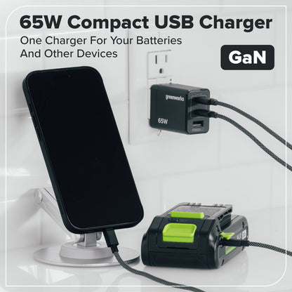 24V PowerAll Battery and Charger Kit, with 2.0 Ah Battery, Ultra-Fast 65W USB-C Charging Block, and Cable