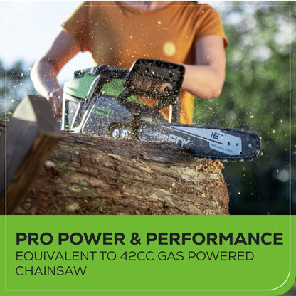 80V 16" 2.0kW Cordless Battery Chainsaw w/ 4.0 Ah Battery & Charger