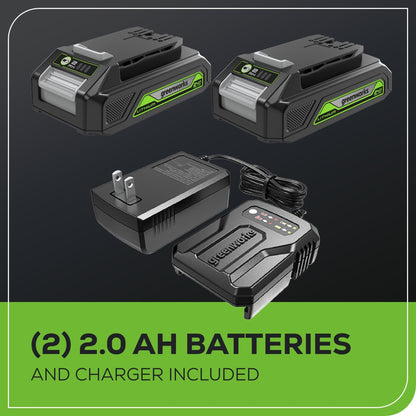 24V 1/4" 1950 in/lbs Brushless Impact Driver Kit (8-piece Bit Set and Tool Bag Included): (2) 2Ah Batteries and Charger