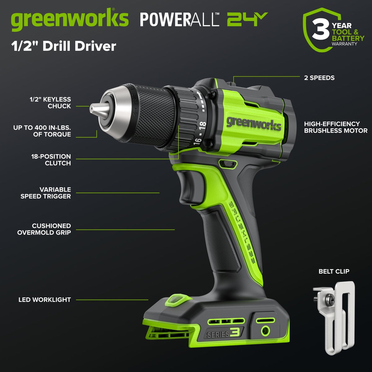 24V Brushless 1/2" 400 in/lbs Drill / Driver and 6.5" Circular Saw Combo Kit w/ (2) 2.0Ah USB-C Batteries and 65W USB-C Fast Charger
