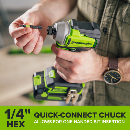 24V Cordless 280 in-lbs Drill/Driver Power Tool 8PC Combo Kit: (2) 2.0 Ah USB-C Batteries, 30W USB-C Charger Block, and 3' 100W USB-C Cable