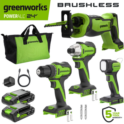 24V Cordless 280 in-lbs Drill/Driver Power Tool 4PC Combo Kit: (2) 2.0 Ah USB-C Batteries, 30W USB-C Charger Block, and 3' 100W USB-C Cable