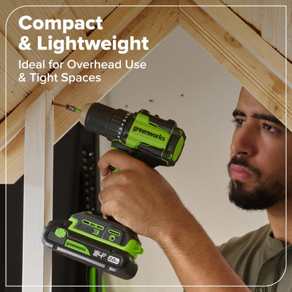 24V Cordless 400 in-lbs Drill/Driver Power Tool 5PC Combo Kit, (1) 4.0 Ah and (1) 2.0 Ah USB-C Batteries and Charger