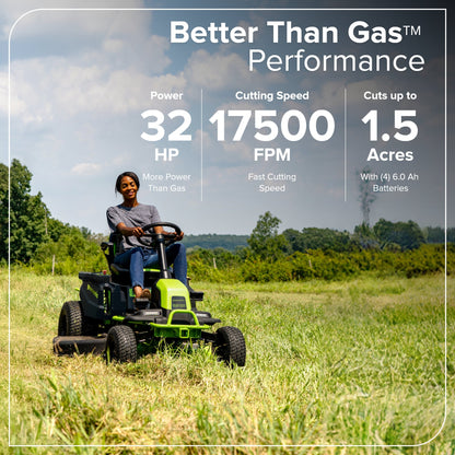 80V 42" CrossoverT Riding Lawn Tractor : (4) 6.0 Ah Batteries and 600-Watt Charger, CRT4282