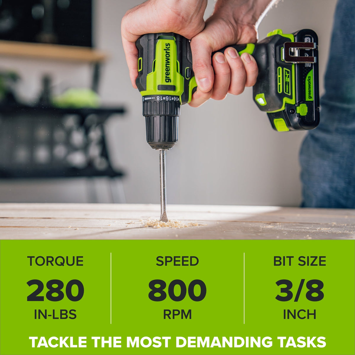 24V PowerAll 3/8" 280 in-lb Drill, with 2.0 Ah USB-C Battery, 30W USB-C Charger Block, 3' 100W USB-C Cable