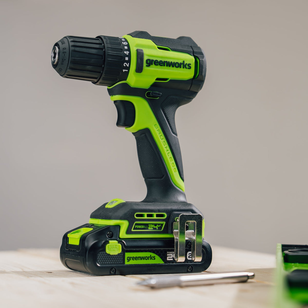 24V PowerAll 3/8" 280 in-lb Drill, with 2.0 Ah USB-C Battery, 30W USB-C Charger Block, 3' 100W USB-C Cable