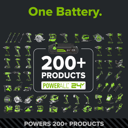24V PowerAll Pro 850 in-lb 1/2" Hammer Drill, with 2.0 Ah USB-C Battery, 30W Charger, Belt Clip, and Auxiliary Handle