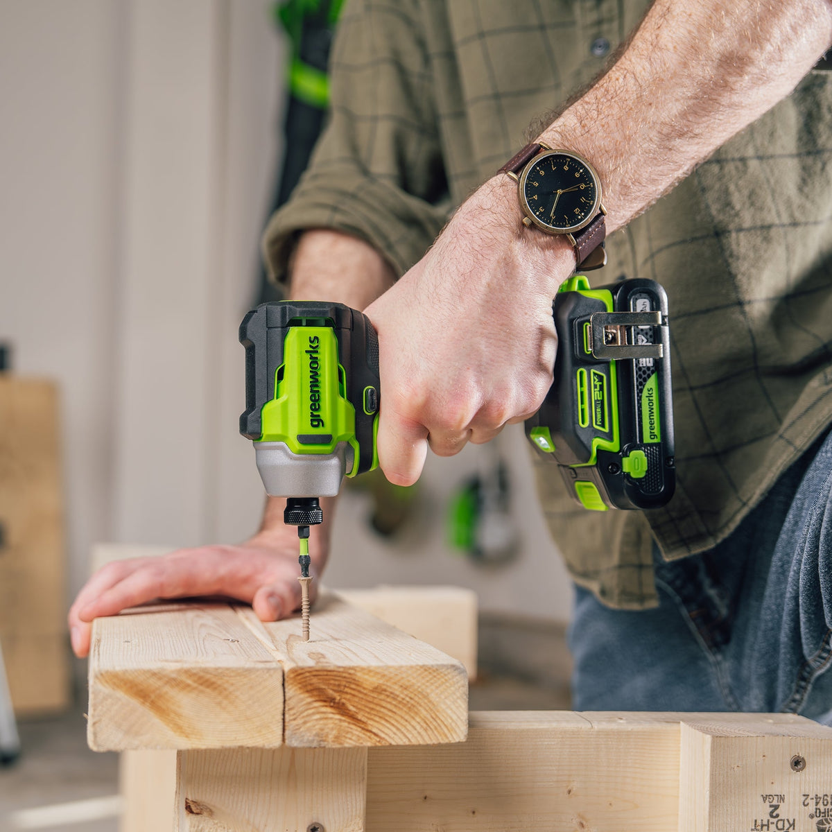 24V PowerAll 1,900 In-Lb Impact Driver, with 2.0 Ah USB-C Battery, 30W USB-C Charger Block, 3' 100W USB-C Cable, Belt Clip
