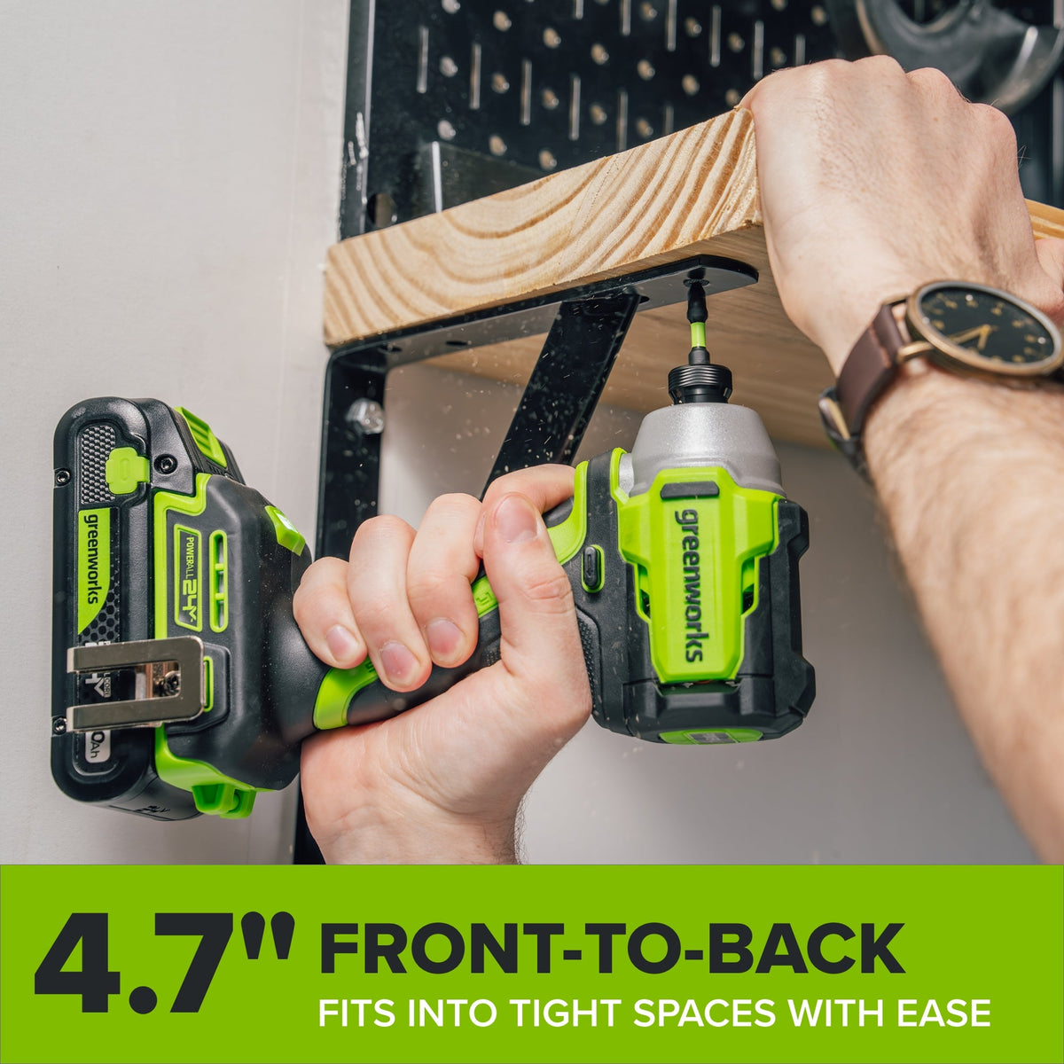 24V PowerAll 1,900 In-Lb Impact Driver, with 2.0 Ah USB-C Battery, 30W USB-C Charger Block, 3' 100W USB-C Cable, Belt Clip