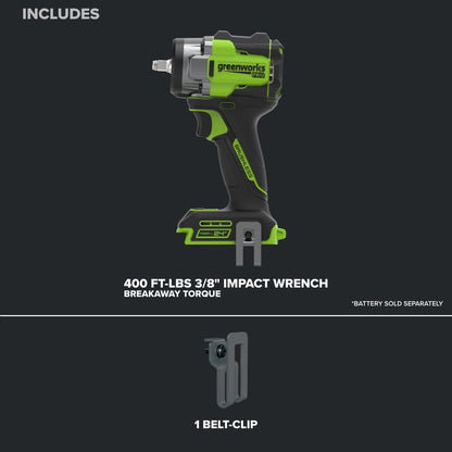 24V PowerAll Pro 400 ft-lb Breakaway Torque 3/8" Impact Wrench, Tool Only