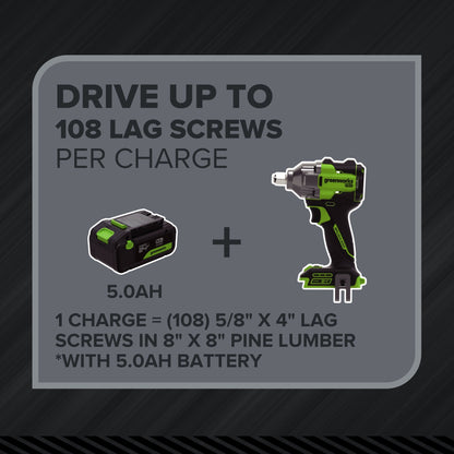 24V PowerAll Pro 560 ft-lb Breakaway Torque 1/2" Impact Wrench, Tool Only