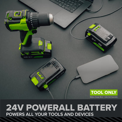 24V PowerAll Pro 4.2° Oscillating Multi-Tool Kit with with Depth Stop, Dust Extractor & Sanding Accessories