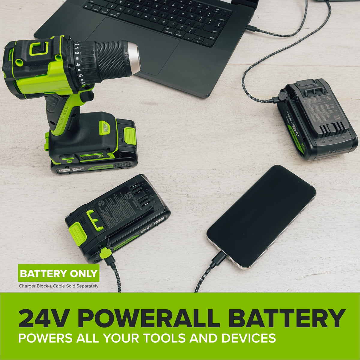 24V PowerAll High Power 4.0 Ah Battery with Bi-Directional 65W USB-C Charging Port