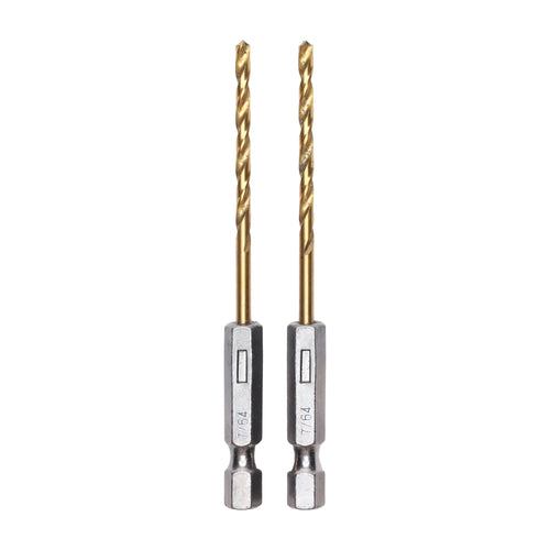 Half Ground 2-Piece 7/64-inch Hex Shank Titanium Drill Bit Set