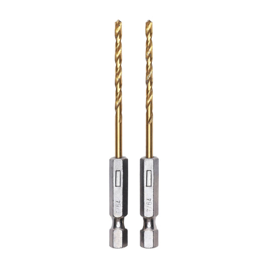 Half Ground 2-Piece 7/64-inch Hex Shank Titanium Drill Bit Set