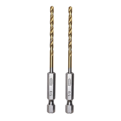 1/8" Drill Bit for Metal, Wood, PVC or more, Impact-Rated, 135˚ Split Point, 1/4" Hex Quick-Connect Base