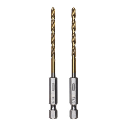 Half Ground 2-Piece 9/64-inch Hex Shank Titanium Drill Bit Set