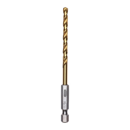Half Ground 11/64-inch Hex Shank Titanium Drill Bit Set