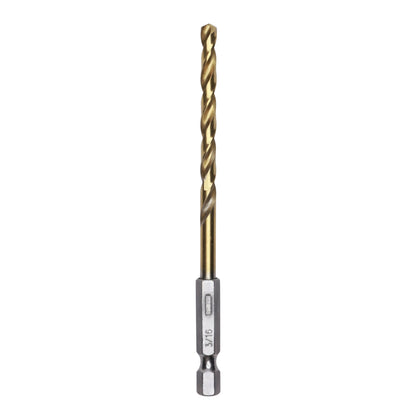 Half Ground 3/16-inch Hex Shank Titanium Drill Bit Set