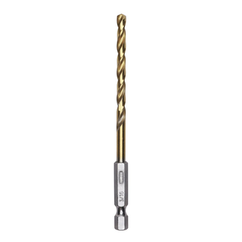 Half Ground 3/16-inch Hex Shank Titanium Drill Bit Set