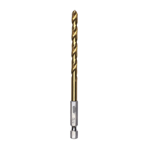 Half Ground 7/32" Hex Shank Titanium Drill Bit