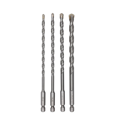 4-PC Hex Shank Masonry Drill Bit Set