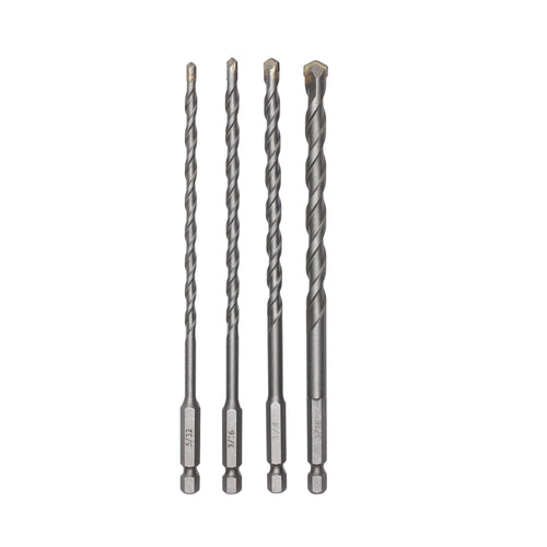 4-PC Hex Shank Masonry Drill Bit Set