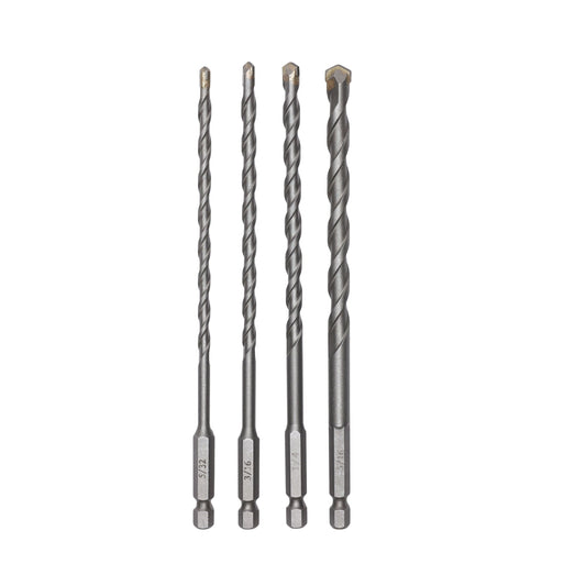 4-PC Hex Shank Masonry Drill Bit Set