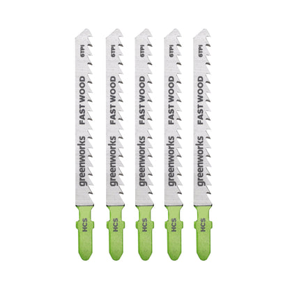 5-PC 4 in. 6 TPI HCS Fast Wood Jigsaw Blade