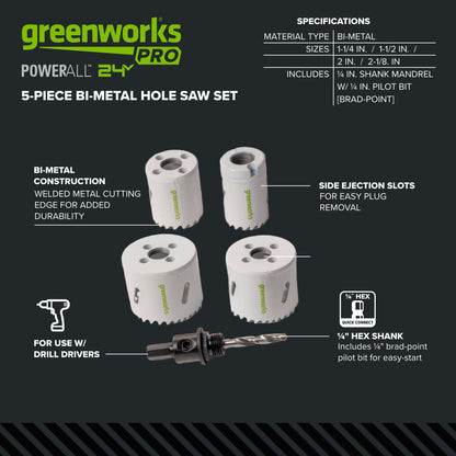 Pro 5-PC BiMetal  HoleSaw Kit