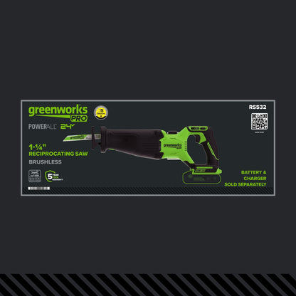 24V PowerAll Pro 1-1/4" Reciprocating Saw with Blade, 3,200 SPM