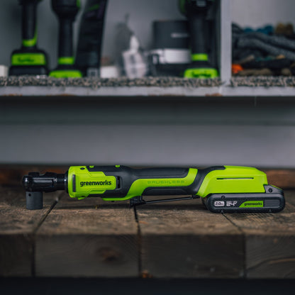 24V PowerAll 60 ft-lb 3/8" Ratchet Wrench, with 2.0 Ah Battery, 30W Charger, and 3' Cable