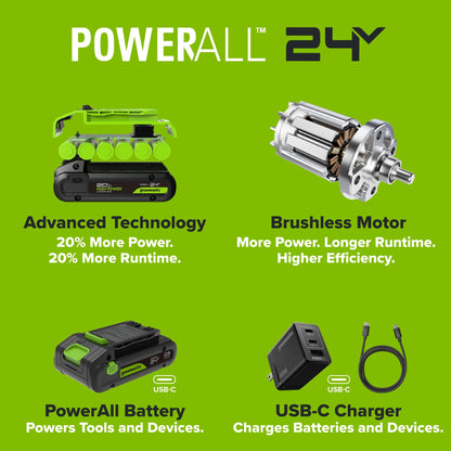 24V 3.5-Gal AC/DC Wet/Dry Vacuum: 4.0 Ah USB-C Battery and 30W Charger