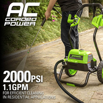 2000 PSI 1.1 GPM Cold Water Electric Pressure Washer (Black Frame)